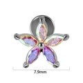 Internal thread 7.9mm rainbow marquise opal flower labret stud in surgical steel - 1.2x6mm / Steel-5 Marquise Flower