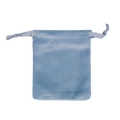 Single piece blue velvet drawstring jewelry pouch with matching ribbon closure on white background - Light Blue