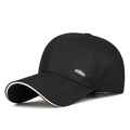 Cappellino da baseball nero da uomo con logo in metallo e visiera sandwich sport - Regolabile / Nero