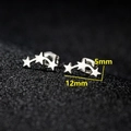 Minimalist silver stainless steel triple star stud earrings on black background - Three Star Style (164) / 12x5mm / Steel