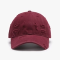 Casquette de baseball vintage bordeaux en coton avec détails usés pour un style urbain - Réglable / Bordeaux