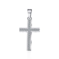 Macro di pendente a croce argento con micro-pavé di pietre di zircone trasparente - Stile 4 / Argento