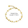 Detail of gold titanium steel daisy bracelet with white enamel flowers and adjustable clasp - 4013 Bracelet White