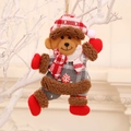 Kerstbeer pluche hanger met rood geruite muts en sjaal voor kerstboomversiering - Beer stijl