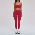Ensemble de yoga deux pièces pour femmes avec soutien-gorge dos nageur et legging rouge baie - S / Soutien-gorge Style 2 + Leggings - Rouge Cerise