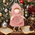 Colgante de ángel de peluche rosa con cuernos dorados y medida de 16cm de alto - Rosa