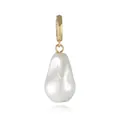 Macro detail of 18k gold plated ring clasp with a natural baroque pearl pendant - Faux Pearl