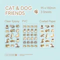 Cat themed sticker set in PVC and copper paper materials for journal decoration - Sleepy Kitten