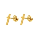 Minimalist 18K gold-plated stainless steel cross stud earrings with a polished finish - Cross