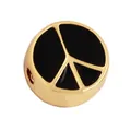 DIY jewelry bead with golden finish and black enamel peace sign for jewelry making - Peace Sign-Black