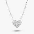 Collana con pendente a cuore testurizzato argento e catena a graffetta elegante - Collana con Texture a Cuore