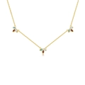 Collana in argento S925 in stile francese con tre zirconi a forma di foglia oro - Argento 925 / Oro 18K (Collana Tipo B)