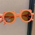 Cute orange bear ear kids sunglasses with round brown UV lenses for toddlers - 1002 Red (Bear Ears)