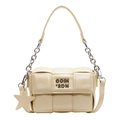 Sac à bandoulière tissé beige minimaliste avec chaîne et charme étoile pour femme - Jaune