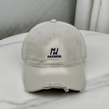 Distressed cream baseball cap with MW FASHION embroidery and wide brim for sun protection - One Size (58-60cm) / Gray