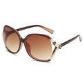 Chic tea-brown gradient sunglasses with butterfly frame and floral metal temple detail - Tea Frame Gradient Tea Lens