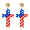 Glitzernde Kreuzohrringe mit US-Flaggenmuster für den Unabhängigkeitstag Feiern - Kreuz Ohrstecker