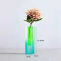 Green gradient acrylic rectangle vase 19.5cm height for flowers and hydroponics - Fluorescent Green & Sky Blue