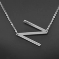 Minimalist silver initial N necklace with polished stainless steel chain for women - White Letter N