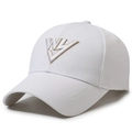 White baseball cap with premium gold and silver WV embroidery in cotton twill - White