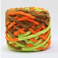 Gomitolo di velluto spesso in marrone, arancione e verde neon variegato - Khaki Arancione Verde