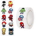Roll of 500 cartoon superhero stickers featuring colorful Marvel and DC character designs - Jjt087 Cartoon Slow-panel (10 Pictures 500 Stickers/roll)