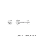 Classic S925 sterling silver stud earrings featuring 6mm round firework cut gemstones - White-6mm