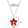 Détail du collier doré avec pendentif fleur rouge montrant la longueur 38+7cm et 2cm - Pendentif Fleur à Cinq Pétales Rouge (G10246731G-1)