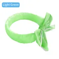 Fascia per capelli verde chiaro a pieghe con fiocco grande e cuciture bianche - 100*5cm / Satin Verde Chiaro