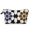 Detail of travel makeup bag with mandala geometric pattern and sturdy black zipper - 51992/Blue Geometric Star