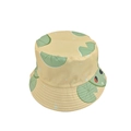 Reversible bucket hat in yellow with cute green lotus leaf and frog cartoon patterns - M (56-58cm) / Yellow Frog & Lotus Leaf