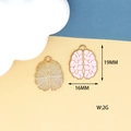 Pink enamel brain charms in gold alloy finish for Halloween DIY jewelry making, 19mm size - 4 Large Pink Brain