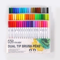 Set di 60 pennarelli a doppia punta a pennello e fine per pittura ad acquerello - Vecchio Stile Bianco 60 Colori
