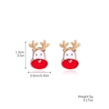 Christmas reindeer stud earrings in gold and red enamel with size measurements - White and Red Reindeer (SD-04)