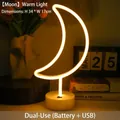 Warm yellow moon-shaped LED neon light with round base for cozy room decoration - Moon Warm Light