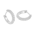 Eleganti orecchini a cerchio in argento sterling S925 con design a corda e zirconi - Argento 925 / Oro Bianco
