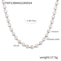 Silver titanium steel zircon necklace with 36+7cm length and 18K PVD gold finish - Steel Color White Zirconia Necklace