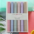 6-pack dual-tip macaron highlighter set in a transparent box with soft eye-care colors - Dual Tip Macaron Sweet (6 Pcs)