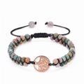 Bracelet double rangée en pierres naturelles avec pendentif Arbre de Vie - Agate indienne