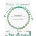Detail of adjustable green aventurine stone bracelet on a botanical healing display card - Green Aventurine Bracelet