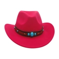 Kids western cowboy hat in rose red felt with turquoise leather belt and studs - Rose Red