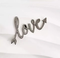 Black 'love' cake topper with sparkling rhinestones and cupid's arrow for romantic decor - Felt Black Base Rhinestone LOVE Style A 1Pc