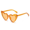 Translucent orange heart-shaped sunglasses with oversized frames and matching lenses - Transparent Yellow Frame Yellow Lens