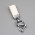 Minimalist white suede and silver metal car keychain with anti-loss rings and leather strap - Short Style / White/Silver