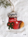 Vintage iron Christmas stocking ornament in red and green with Sweet Home text - Style F-Christmas Sock