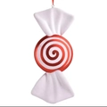 Decorazione natalizia a forma di caramella rossa e bianca con glitter e dettagli in tessuto - Glitter a Spirale da 40CM