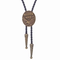 Vintage Bronze Bolo Tie mit American Pride Adler und geflochtener schwarzer Lederkordel - Amerikanischer Adler Bronze