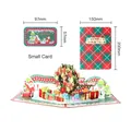 3D Pop-up Weihnachtskarte mit Weihnachtsmann, Rentier und Geschenken in Rot und Grün - Weihnachtskranz