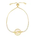 Elegant adjustable gold box chain bracelet with a sparkling tree of life pendant - Tree of Life (White Shell)