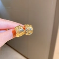 Modern gold-tone hammered metal earrings with a geometric textured finish for women - Gold Irregular Wrinkle Earrings (18#)